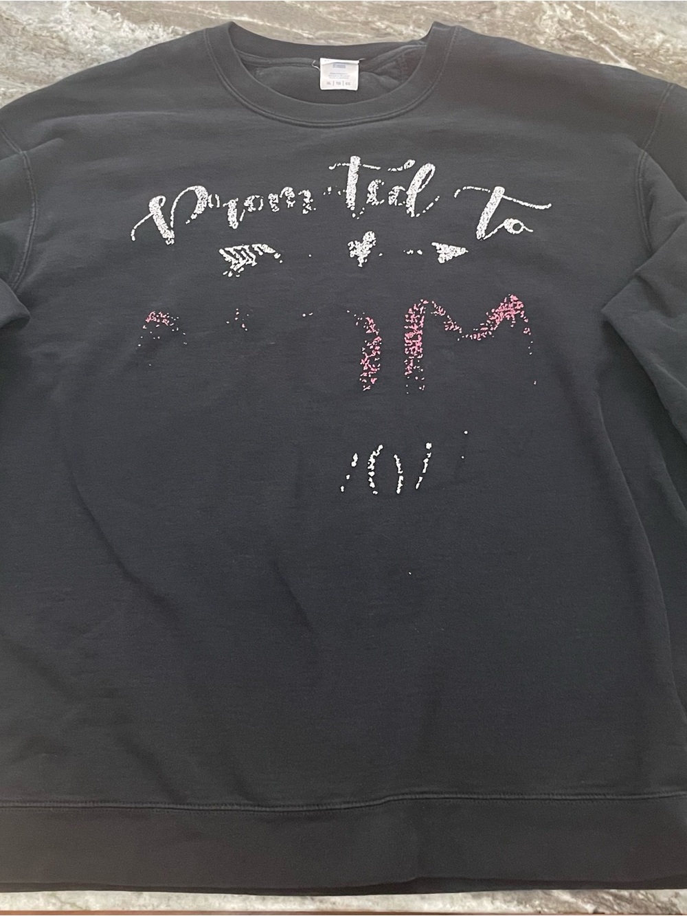 Port & Company Promoted to Mom Est 2022 Black Crewneck Sweatshirt XL